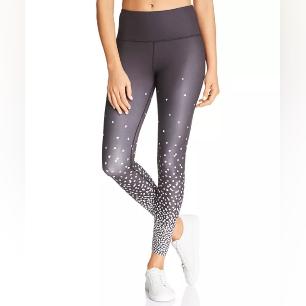 Kate Spade NWOT New York Black Leggings Yoga Pants W/ Hearts Size Small